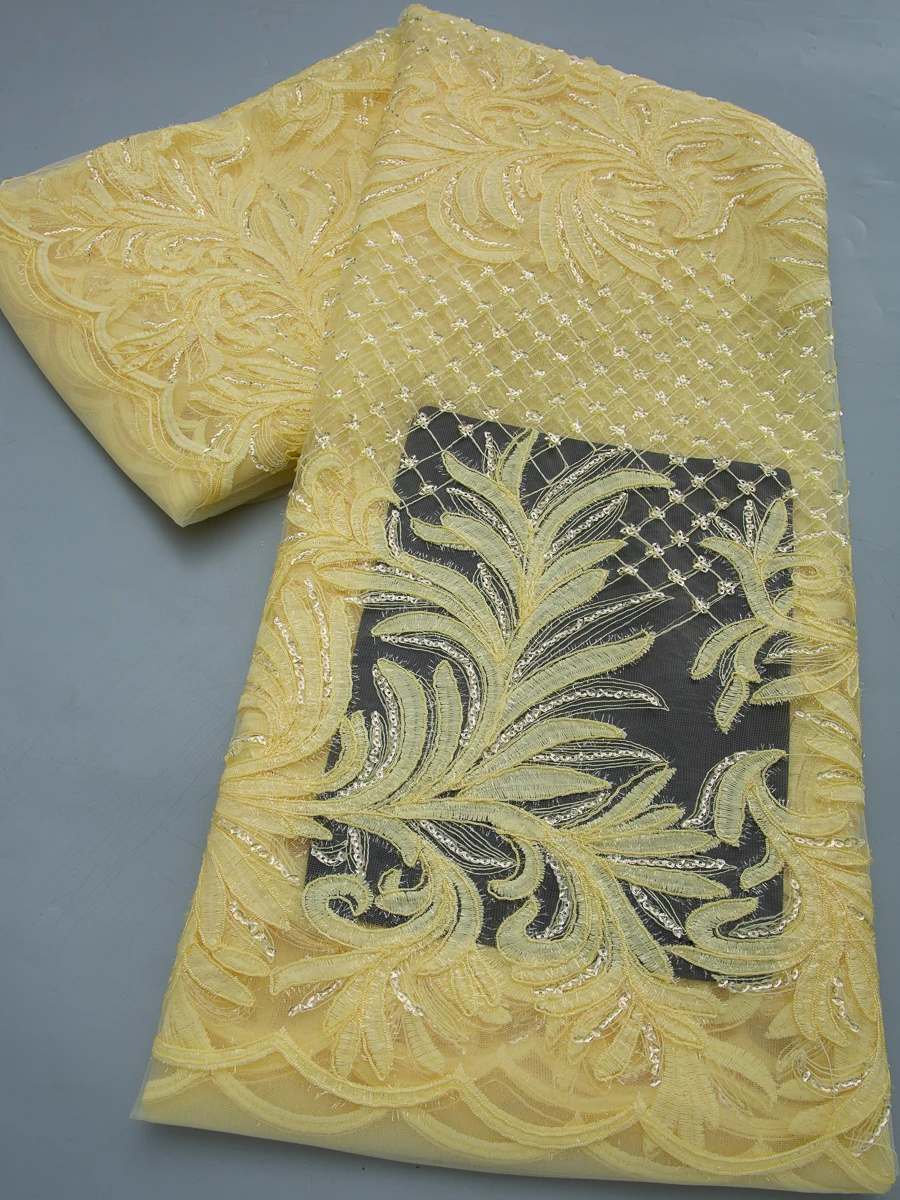 French Tulle Mesh Lace Fabric Wedding Dresses Nigerian Lace Embroidered Fabric with Sequins High Quality For Women,5yards 4811
French Tulle Mesh Lace Fabric Wedding Dresses Nigerian Lace Embroidered Fabric with Sequins High Quality For Women,5yards 4811