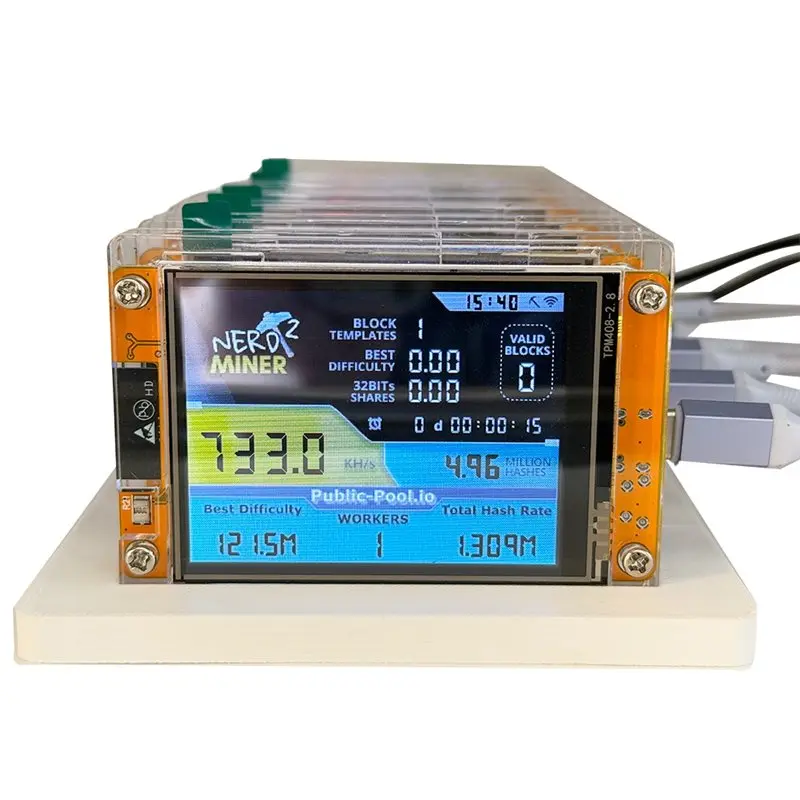 7PCS 735KH/S Nmminernerdminer+7 Slots Base Upgraded Bitcoin Crypto Solo Lottery Miner 2.8 Inch Smart Display Miner
7PCS 735KH/S Nmminernerdminer+7 Slots Base Upgraded Bitcoin Crypto Solo Lottery Miner 2.8 Inch Smart Display Miner