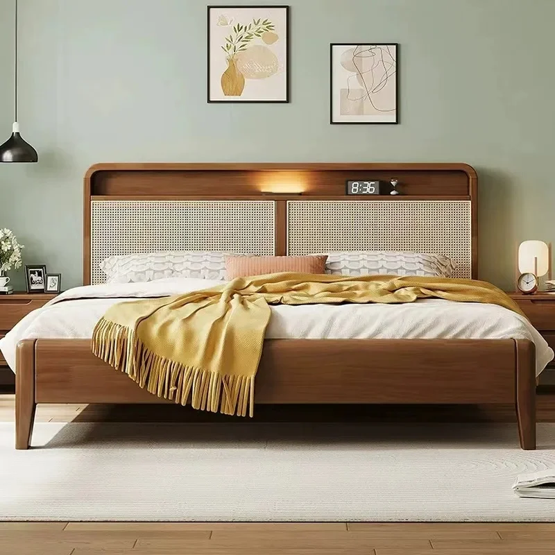 !@Modern Simple Queen & King Size Walnut Wood Color Bedroom Set with Rattan Frame & Storage for Home Soft Bed Style for Apartmen
!@Modern Simple Queen & King Size Walnut Wood Color Bedroom Set with Rattan Frame & Storage for Home Soft Bed Style for Apartmen