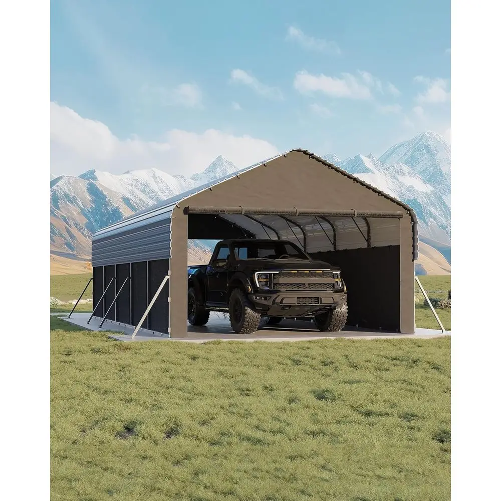 12'X24'X9' Metal Carport, Enclosed Car Ports with Heavy Duty Steel e and 220 g Tarp, All-Weather Carport or ull-Size Pickup Truc
12'X24'X9' Metal Carport, Enclosed Car Ports with Heavy Duty Steel e and 220 g Tarp, All-Weather Carport or ull-Size Pickup Truc