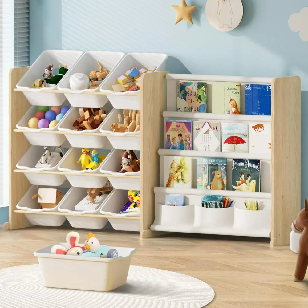 Kids Toy Storage Organizer-Toy Organizer with Kids Bookshelf,Toy Storage with 12 Toy White Bins and 4 Book Shelves
Kids Toy Storage Organizer-Toy Organizer with Kids Bookshelf,Toy Storage with 12 Toy White Bins and 4 Book Shelves