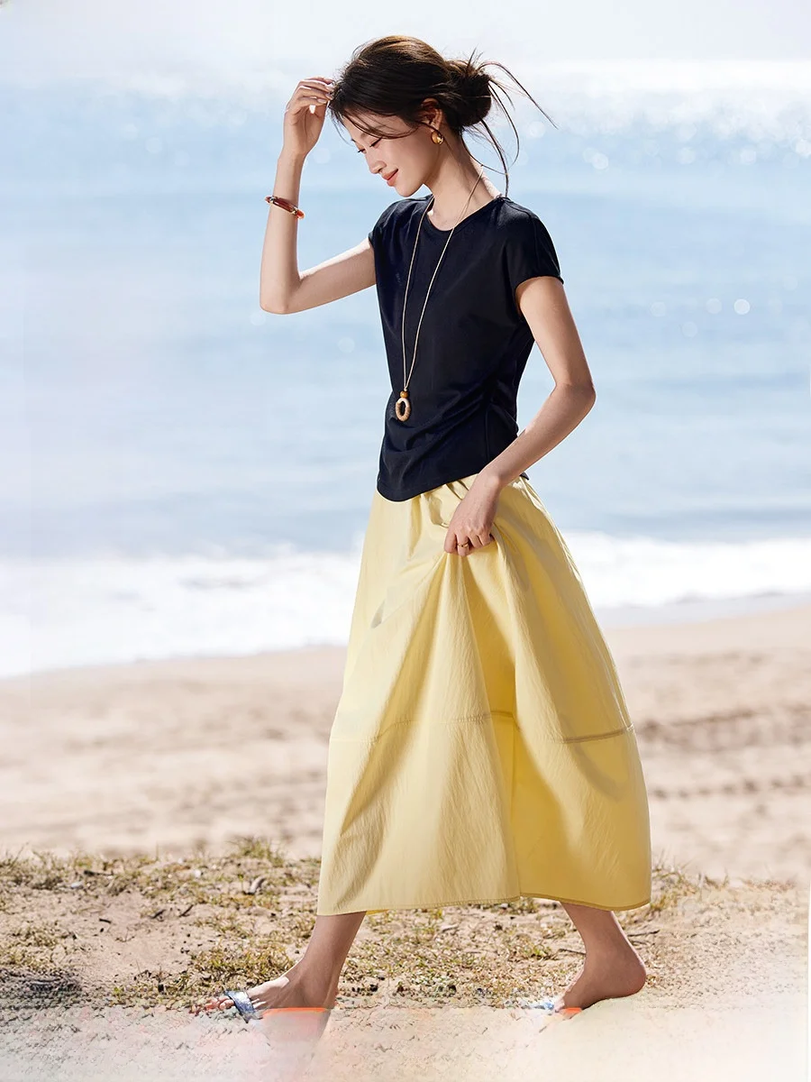 Mehemayi Summer New Casual Slim round Neck Sleeve T-Shirt And Bubble Half Skirt Set Women's Fashionable Cotton Linen Blend
Mehemayi Summer New Casual Slim round Neck Sleeve T-Shirt And Bubble Half Skirt Set Women's Fashionable Cotton Linen Blend