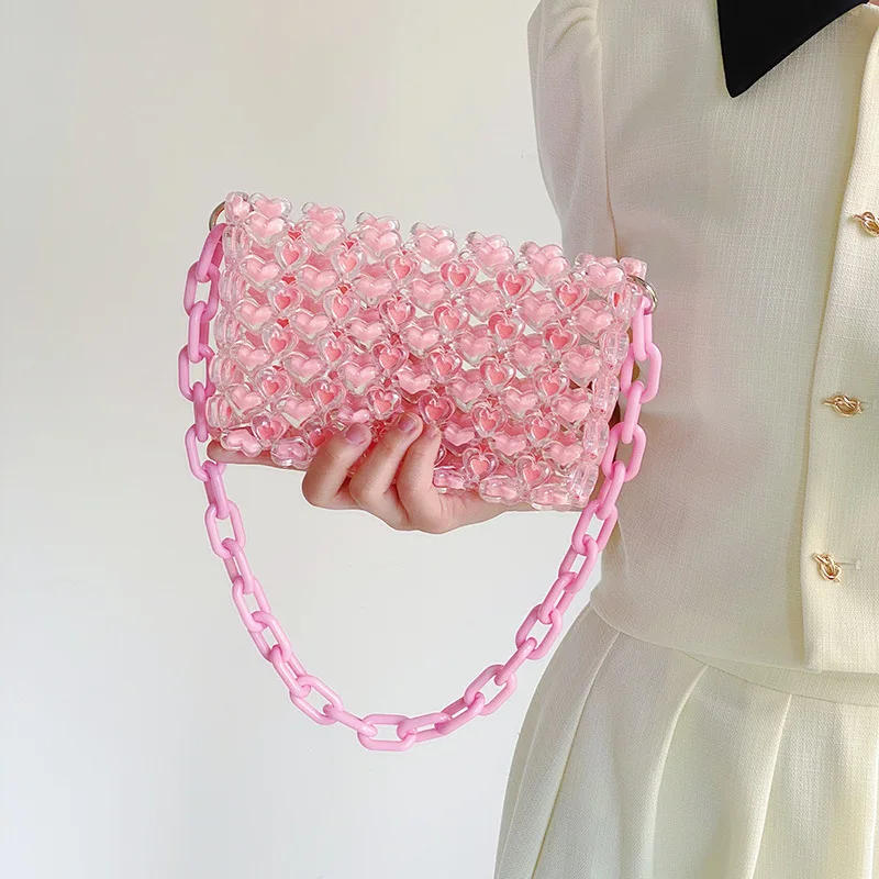 Женская плетеная Сумка-тоут ручной работы с надписью Love Beads, женская прозрачная Желейная сумка, роскошная женская сумка через плечо для девушек
Женская плетеная Сумка-тоут ручной работы с надписью Love Beads, женская прозрачная Желейная сумка, роскошная женская сумка через плечо для девушек