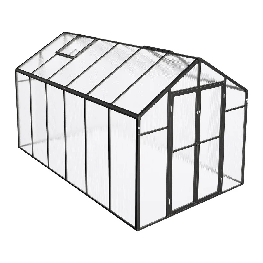8 x 12 Ft Polycarbonate Outdoor Greenhouse with 2 Vent Windows Pavilion Style Aluminum Walk-in Kit in Green Large Hinged Door f
8 x 12 Ft Polycarbonate Outdoor Greenhouse with 2 Vent Windows Pavilion Style Aluminum Walk-in Kit in Green Large Hinged Door f