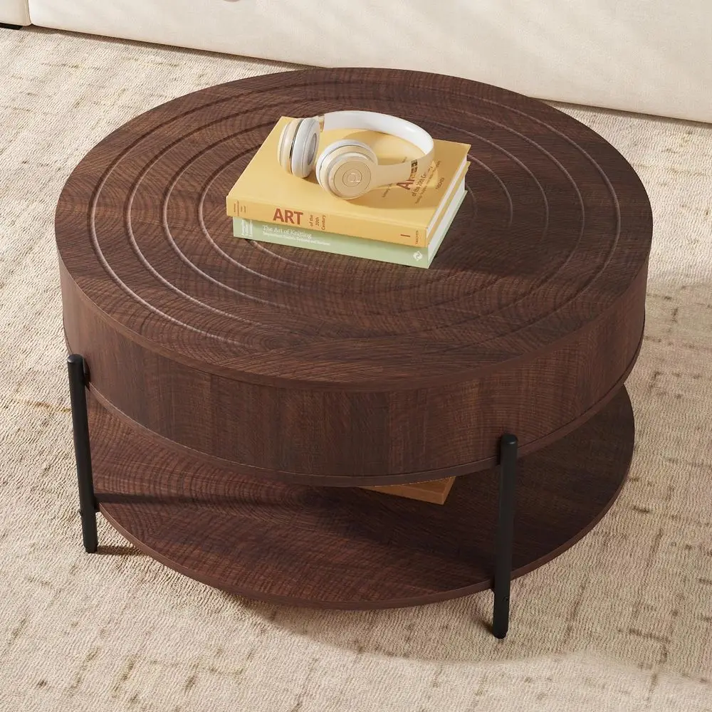 30.5 Round Wooden Coffee Table with Storage Shelf and Metal Legs, Suitable for Dining or Living Room
30.5 Round Wooden Coffee Table with Storage Shelf and Metal Legs, Suitable for Dining or Living Room