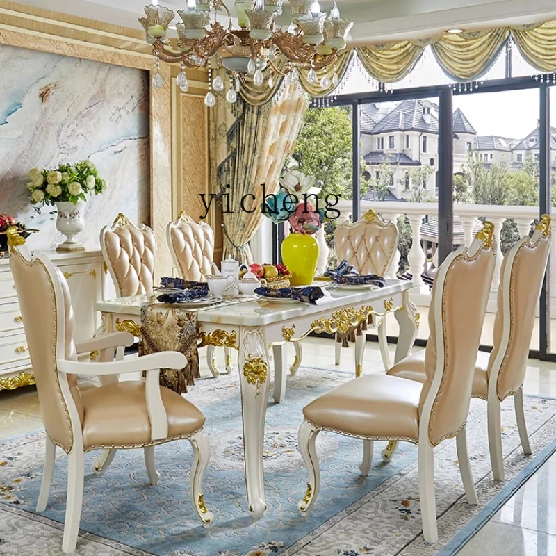 ZK European marble dining table and chair combination simple modern rectangular solid wood home
ZK European marble dining table and chair combination simple modern rectangular solid wood home