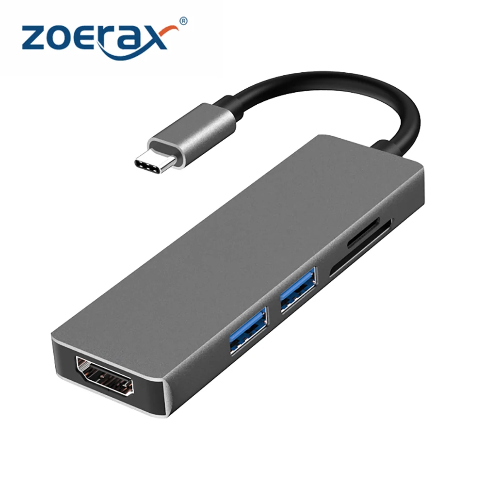 Адаптер ZoeRax 5-в-1, концентратор Type-C с USB 3.0, 2x USB 2.0, устройство чтения карт SD/TF, высокоскоростная передача данных для ноутбуков/планшетов
Адаптер ZoeRax 5-в-1, концентратор Type-C с USB 3.0, 2x USB 2.0, устройство чтения карт SD/TF, высокоскоростная передача данных для ноутбуков/планшетов