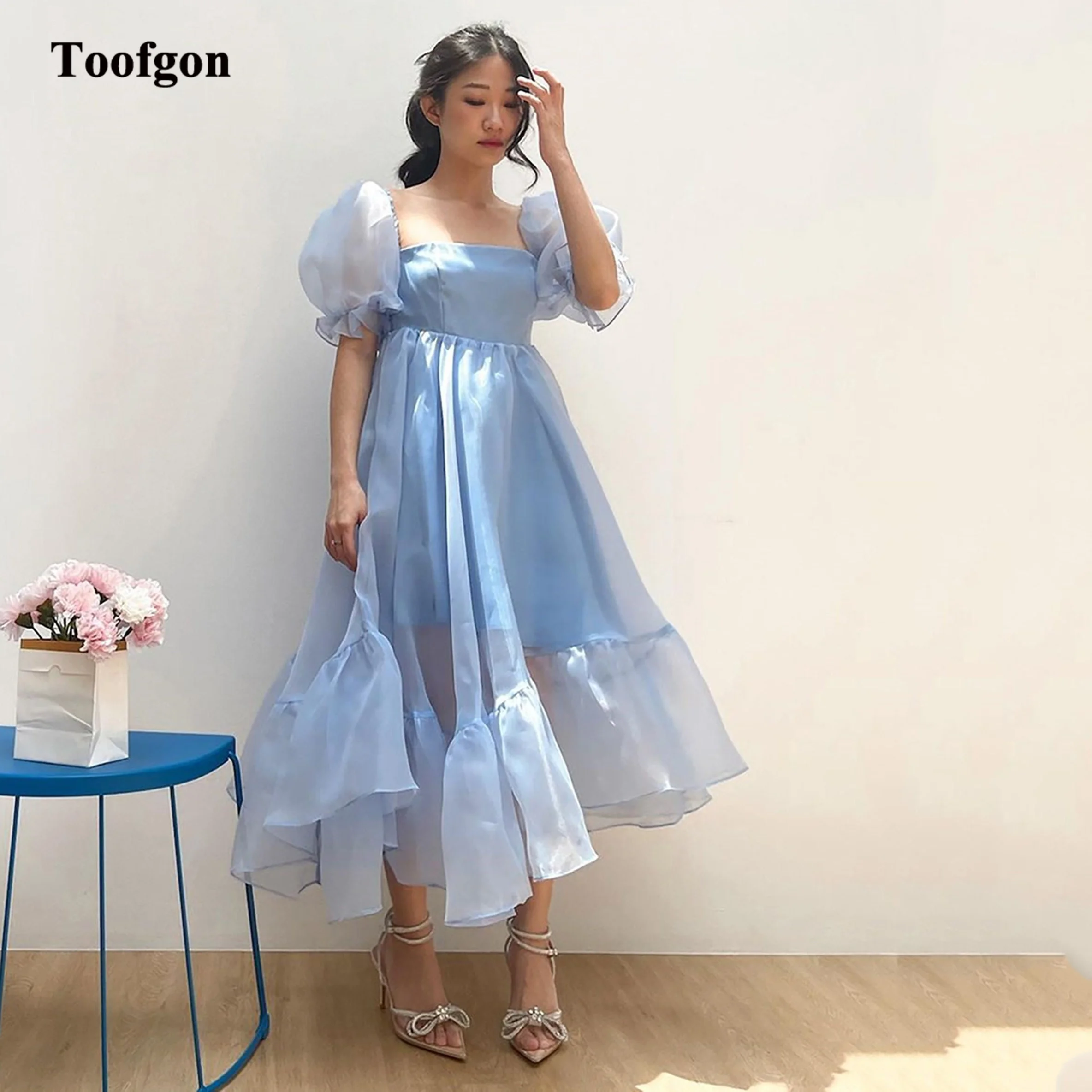 Toofgon Blue Organza Women Prom Dresses Short Sleeves Formal Homecoming Dress Short Lining Special Girl Party Gowns Customized
Toofgon Blue Organza Women Prom Dresses Short Sleeves Formal Homecoming Dress Short Lining Special Girl Party Gowns Customized