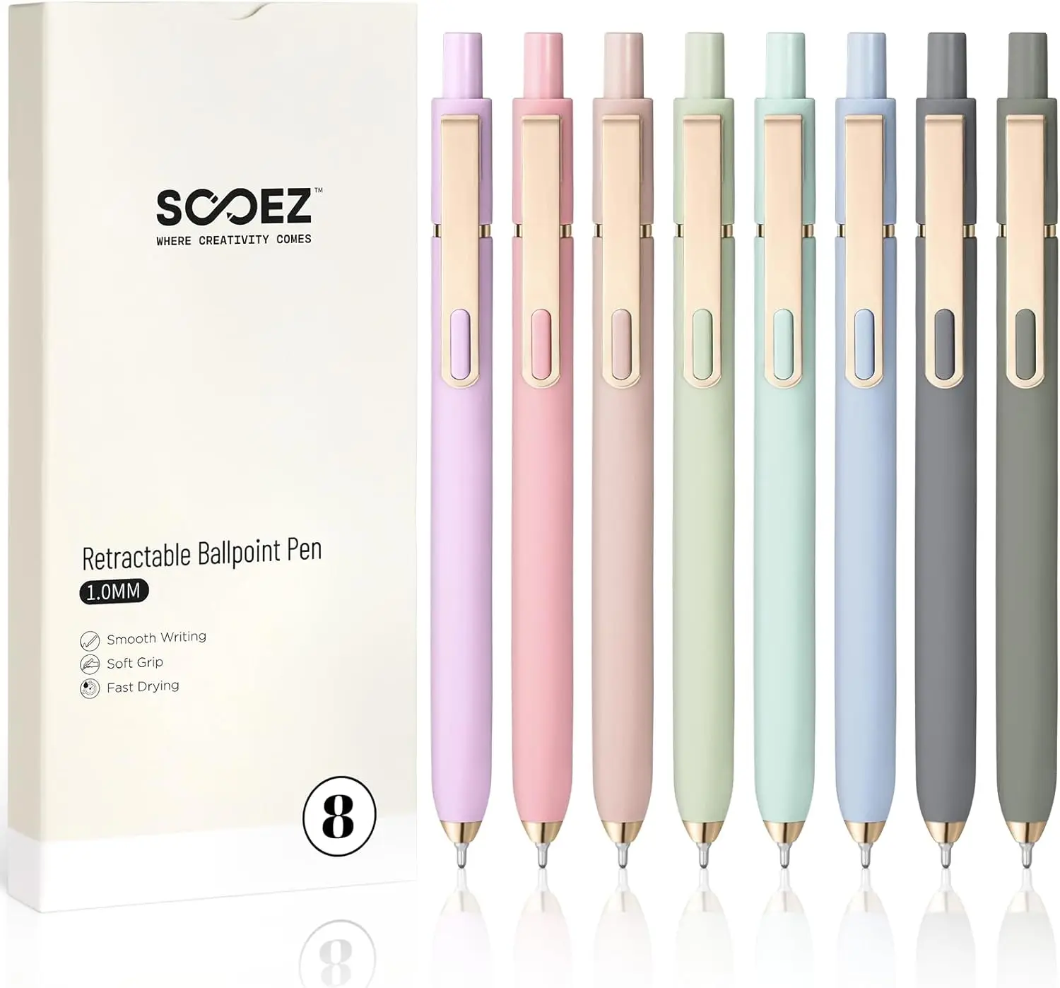 8 Pack Ballpoint Pens 1.0 mm Medium Point Black Ink Pens Smooth Writing for Journaling with Soft Grip for Women Office School
8 Pack Ballpoint Pens 1.0 mm Medium Point Black Ink Pens Smooth Writing for Journaling with Soft Grip for Women Office School