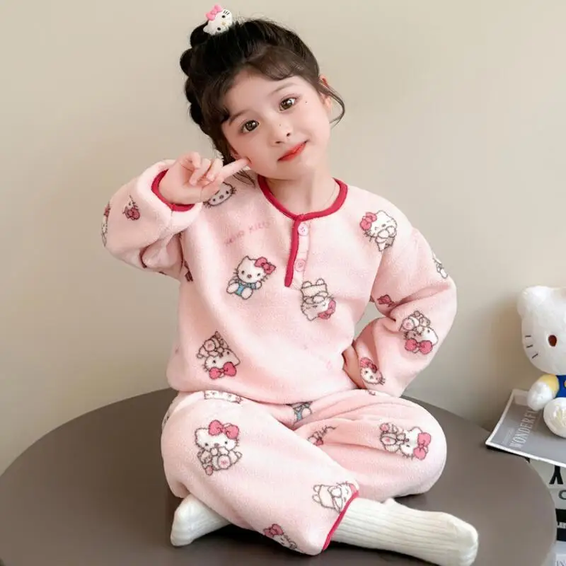 Hot Sanrio Girl Pajama Set Hello Kitty Kawaii Anime Fashion Winter Child Flannel Keep Warm Tops Long Pants Children's Clothing
Hot Sanrio Girl Pajama Set Hello Kitty Kawaii Anime Fashion Winter Child Flannel Keep Warm Tops Long Pants Children's Clothing
