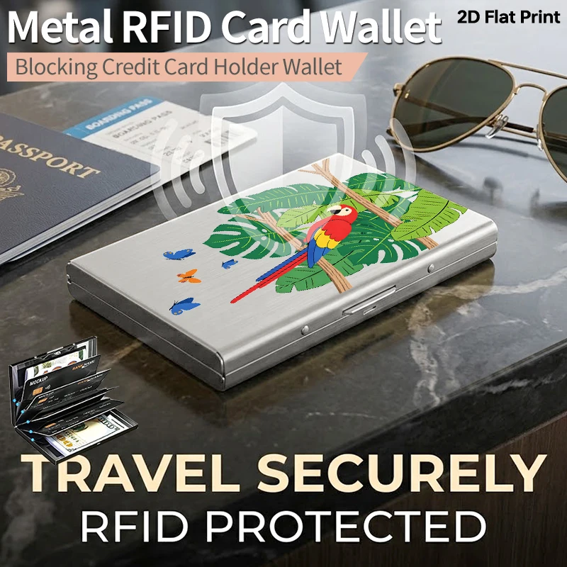 RFID Blocking Metal Slim Card Holder Tropical Parrot Monstera Leaf Print Credit Card Case Anti-Theft Aluminum Wallet Ultra Thin
RFID Blocking Metal Slim Card Holder Tropical Parrot Monstera Leaf Print Credit Card Case Anti-Theft Aluminum Wallet Ultra Thin