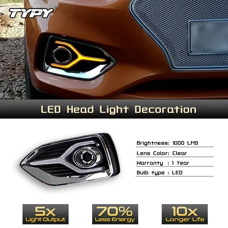TYPY Car LED Fog Lamp For Hyundai Accent Solaris 2017-2019 Car LED Daytime Running Light Dynamic Turn Signal Auto Accessories
TYPY Car LED Fog Lamp For Hyundai Accent Solaris 2017-2019 Car LED Daytime Running Light Dynamic Turn Signal Auto Accessories
