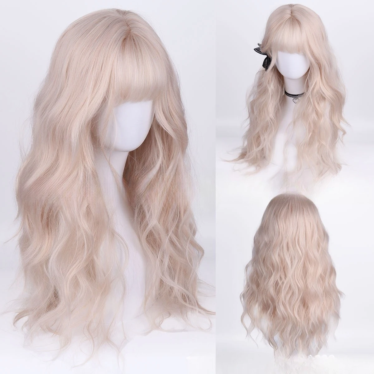 European and American wigs Qi bangs temperament big waves micro-curl rose mesh high temperature silk wig full head cover
European and American wigs Qi bangs temperament big waves micro-curl rose mesh high temperature silk wig full head cover