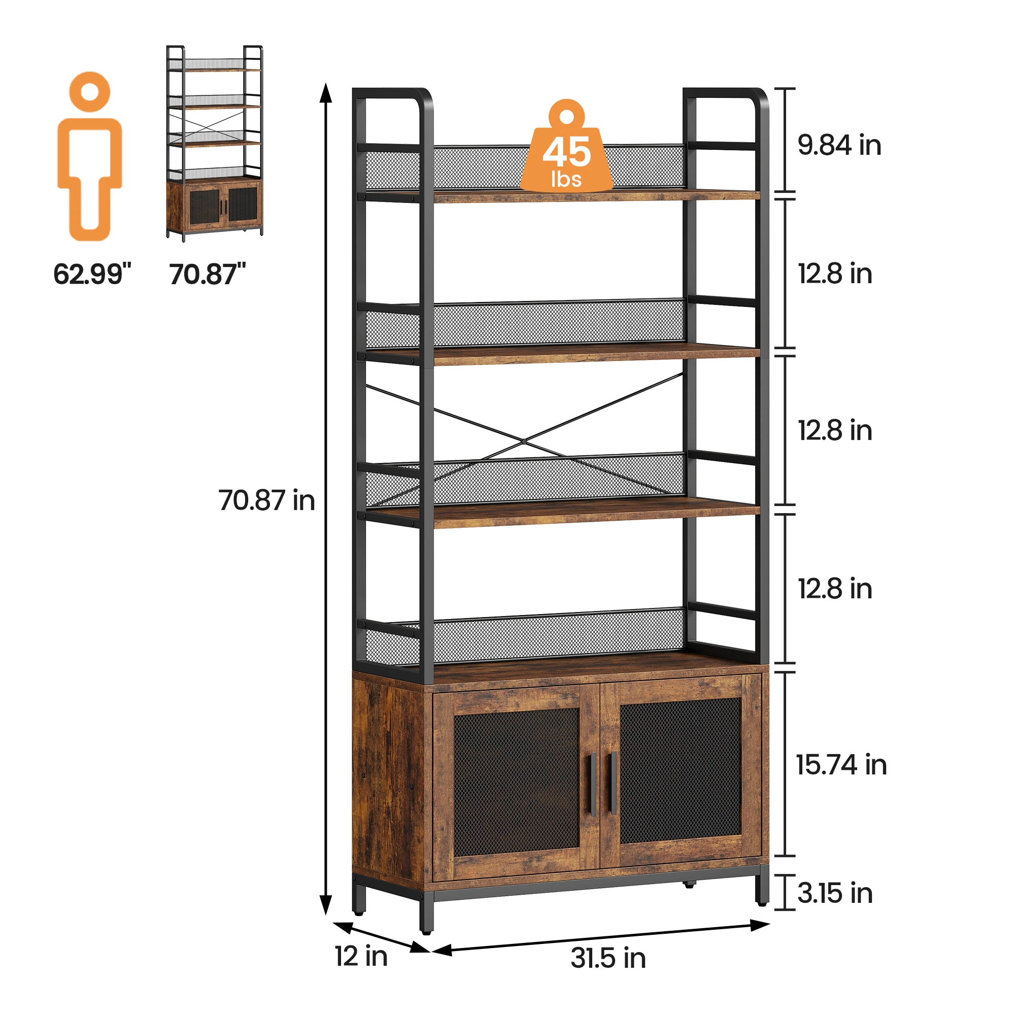 5 Tiers Bookshelf, Bookshelf with Doors, Storage Rack Shelves in Living Room/Home/Office Books Holder Organizer
5 Tiers Bookshelf, Bookshelf with Doors, Storage Rack Shelves in Living Room/Home/Office Books Holder Organizer
