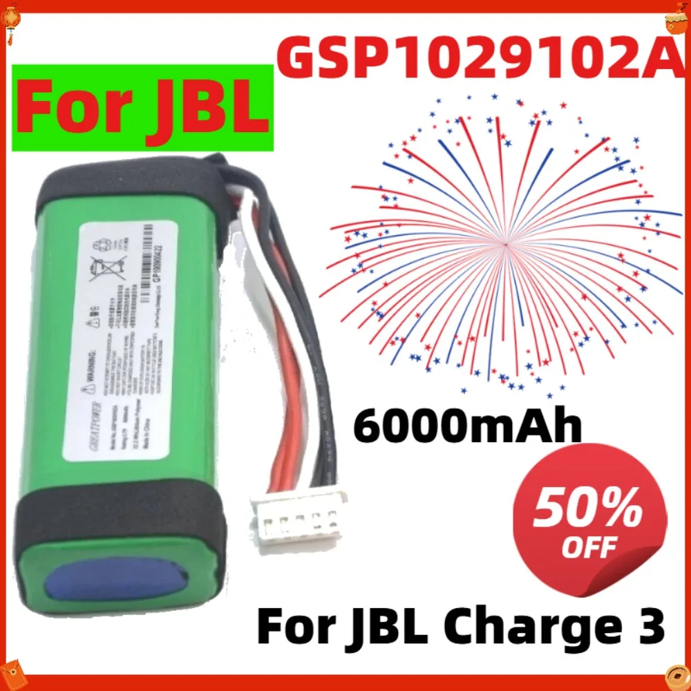 6000mAh For JBL Charge 3 Battery GSP1029102A for JBL Charge3 Speaker Replacement Batteries Accessories
6000mAh For JBL Charge 3 Battery GSP1029102A for JBL Charge3 Speaker Replacement Batteries Accessories