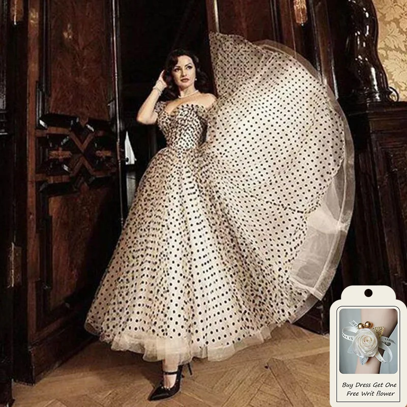OEING Vintage Princess Dot Tulle Prom Dresses Off the Shoulder Tea Length Short Sleeves Formal Evening Party Gowns Customized
OEING Vintage Princess Dot Tulle Prom Dresses Off the Shoulder Tea Length Short Sleeves Formal Evening Party Gowns Customized