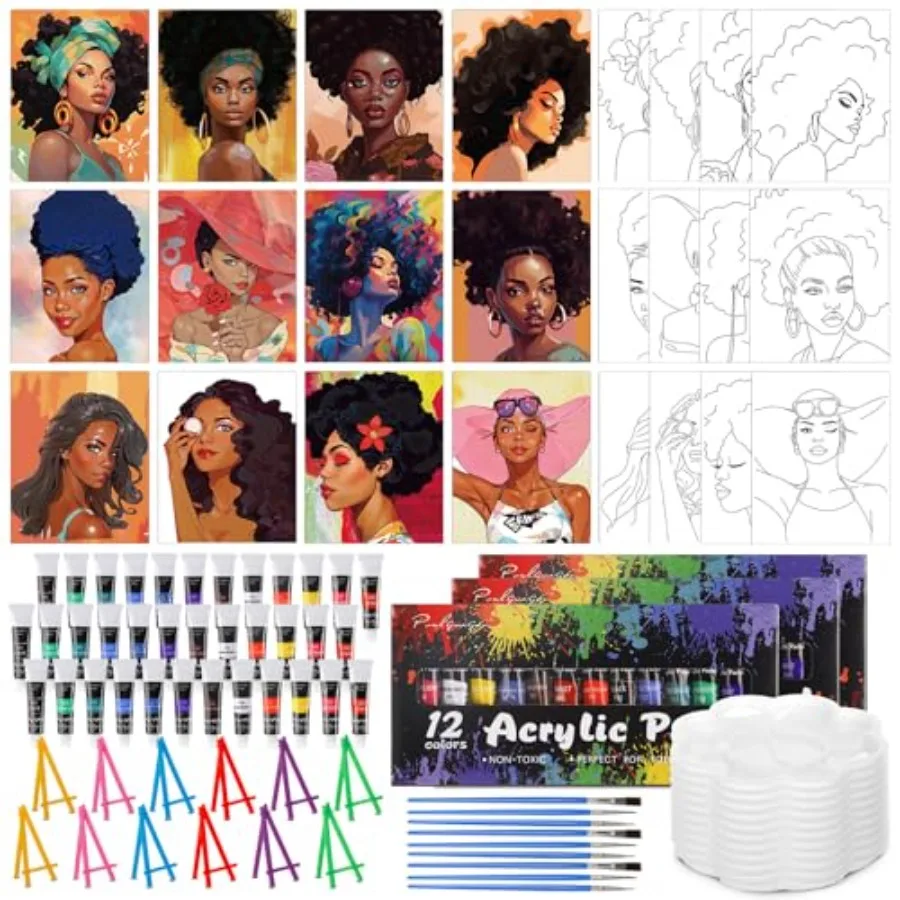 108 Pcs 12 Set Sip and Paint Kit for Adults 8''x10'' Pre Drawn Canvas to Paint DIY Acrylic Painting Kit Pre Printed Canvas for
108 Pcs 12 Set Sip and Paint Kit for Adults 8''x10'' Pre Drawn Canvas to Paint DIY Acrylic Painting Kit Pre Printed Canvas for