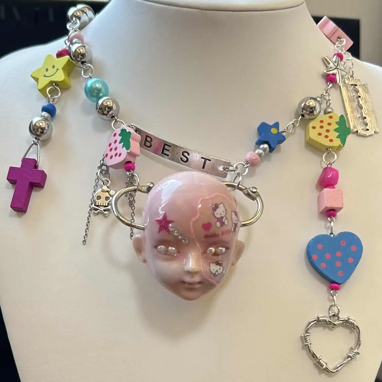 Sweet And Cool Hello Kitty Necklace Dopamine Colorful Handmade Doll Head Titanium Steel Necklace Y2k Accessories
Sweet And Cool Hello Kitty Necklace Dopamine Colorful Handmade Doll Head Titanium Steel Necklace Y2k Accessories