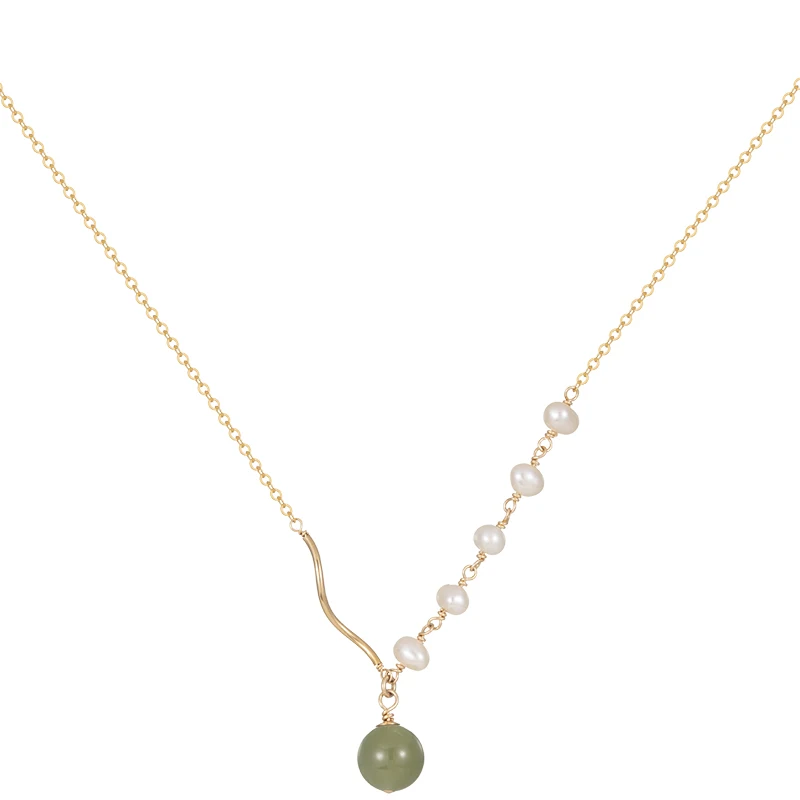 Temperament retro natural Hetian jade pearl collarbone chain simple light luxury niche high sense 14K bag gold necklace women
Temperament retro natural Hetian jade pearl collarbone chain simple light luxury niche high sense 14K bag gold necklace women