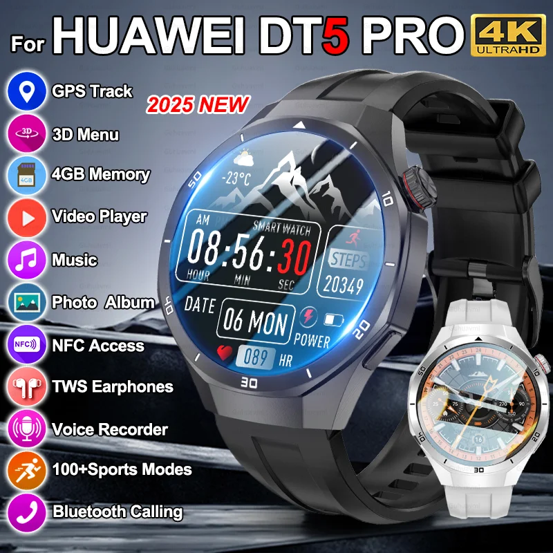 2025 For Huawei DT5 PRO GPS Track Smart Watch 4GB Memory 3D Menu 4K HD Video Playback Voice BT Call IP68 Waterproof Smartwatch
2025 For Huawei DT5 PRO GPS Track Smart Watch 4GB Memory 3D Menu 4K HD Video Playback Voice BT Call IP68 Waterproof Smartwatch