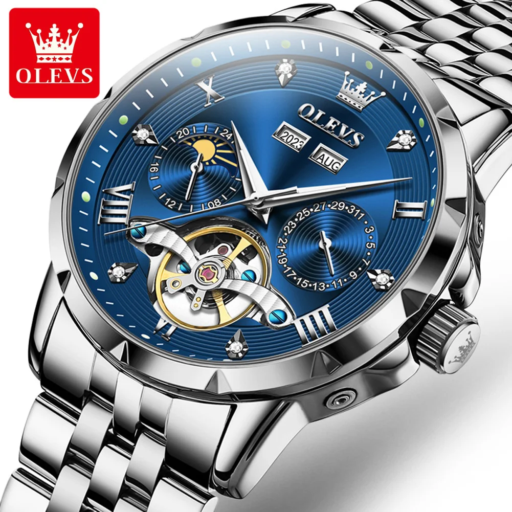 OLEVS Brand Fashion Tourbillon Mechanical Watch Mens Slef-Wind Luxury Stainless Steel Waterproof Luminous Date Automatic Watches
OLEVS Brand Fashion Tourbillon Mechanical Watch Mens Slef-Wind Luxury Stainless Steel Waterproof Luminous Date Automatic Watches