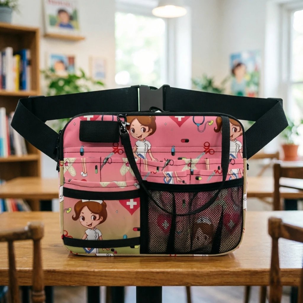 Cartoon Nurse Fanny Pack - Medical Utility Waist Bag with Multi-Pockets for Stethoscope, Scissors, Bandages, Adjustable Strap
Cartoon Nurse Fanny Pack - Medical Utility Waist Bag with Multi-Pockets for Stethoscope, Scissors, Bandages, Adjustable Strap