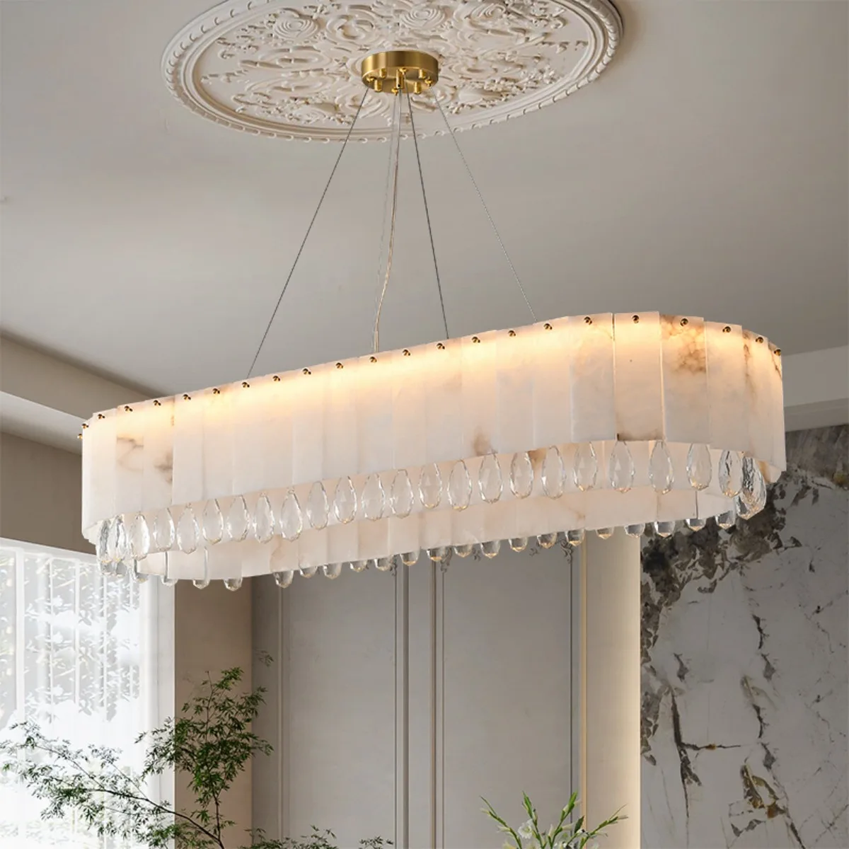 Marble Crystal Pendant Light Modern Luxury Bedroom Ceiling Chandelier for Villa Lobby Dining Living Room Alabaster Hanging Lamp
Marble Crystal Pendant Light Modern Luxury Bedroom Ceiling Chandelier for Villa Lobby Dining Living Room Alabaster Hanging Lamp