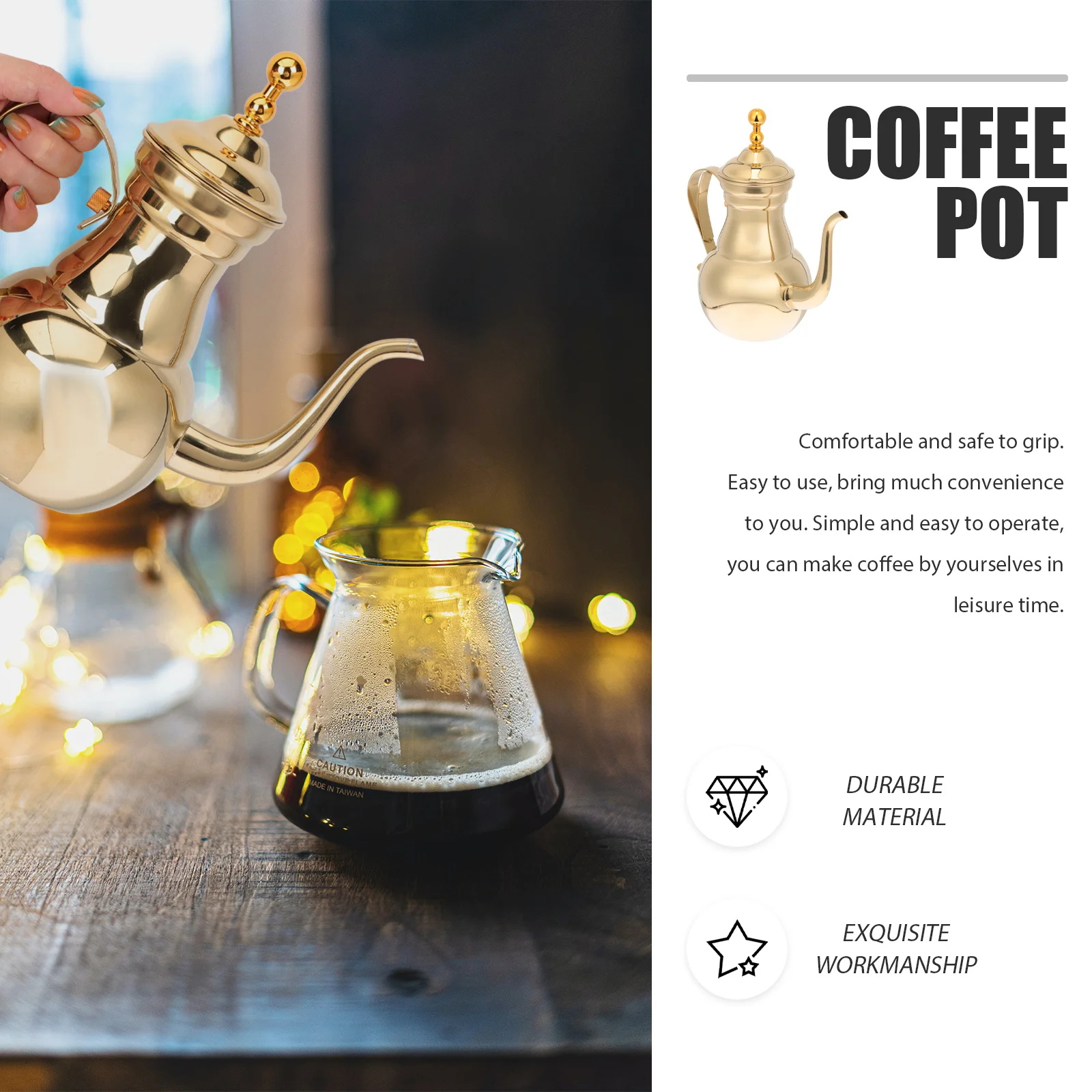 Stainless Steel Kettle Long Spout Hand Brewing Pot Middle Eastern Style Decorative Household Pot For Kitchen Café Tea
Stainless Steel Kettle Long Spout Hand Brewing Pot Middle Eastern Style Decorative Household Pot For Kitchen Café Tea