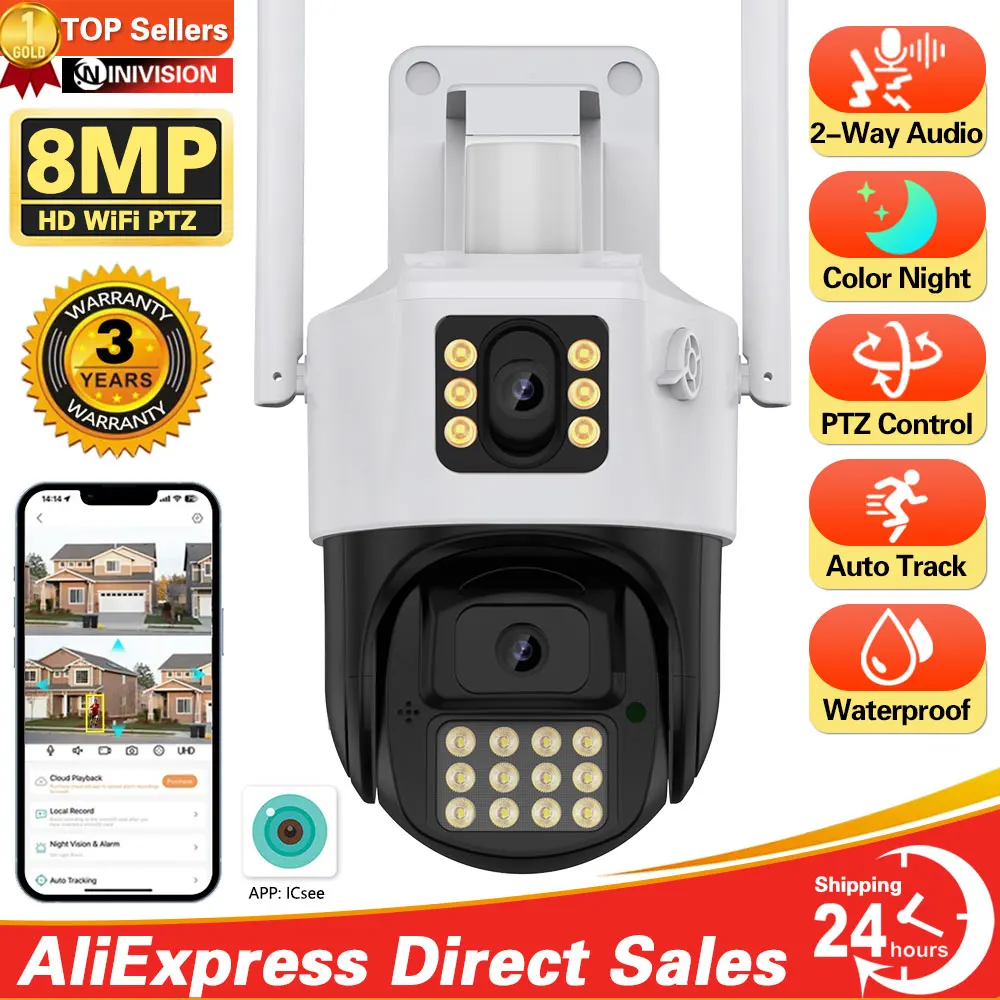 8MP 4K Wifi Camera Dual Lens Security Protection Waterproof Security CCTV Video Surveillance Camera Police Light Alarm IP Camera
8MP 4K Wifi Camera Dual Lens Security Protection Waterproof Security CCTV Video Surveillance Camera Police Light Alarm IP Camera