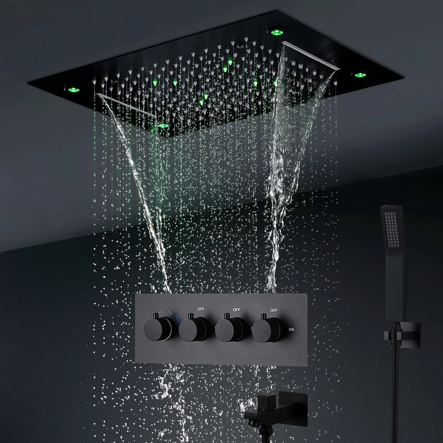 Rainfall Waterfall LED Shower Head Panel Set Constant Temperature Valve Mixer Diverter Hand Shower
Rainfall Waterfall LED Shower Head Panel Set Constant Temperature Valve Mixer Diverter Hand Shower