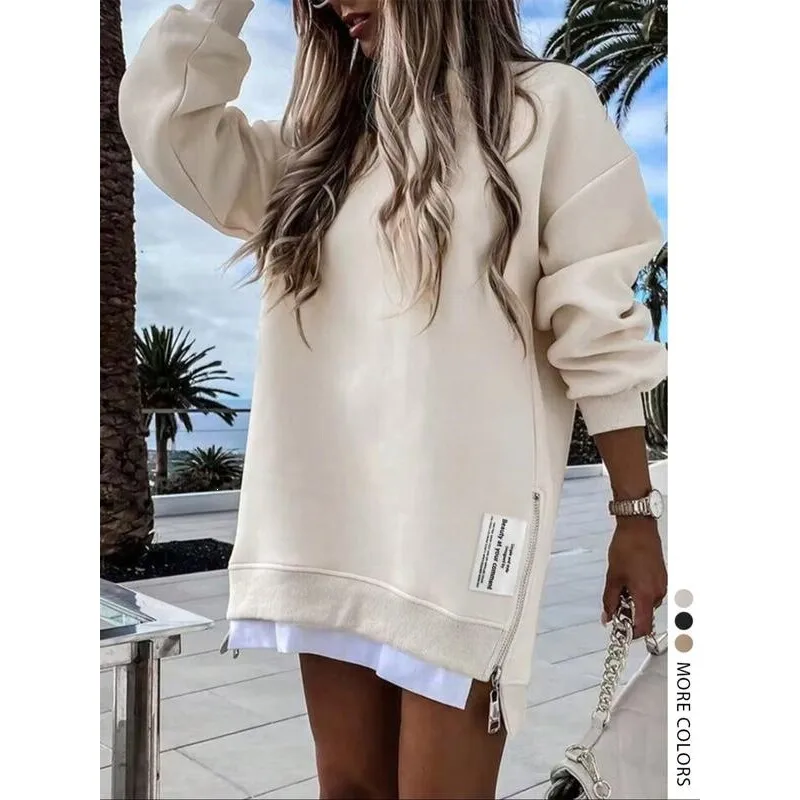 Zipper Splice Sweatshirt Women's Pullover Spring Fashion Casual Comfortable Fit O 22691 Side Zipper Design Fashionable Trend
Zipper Splice Sweatshirt Women's Pullover Spring Fashion Casual Comfortable Fit O 22691 Side Zipper Design Fashionable Trend