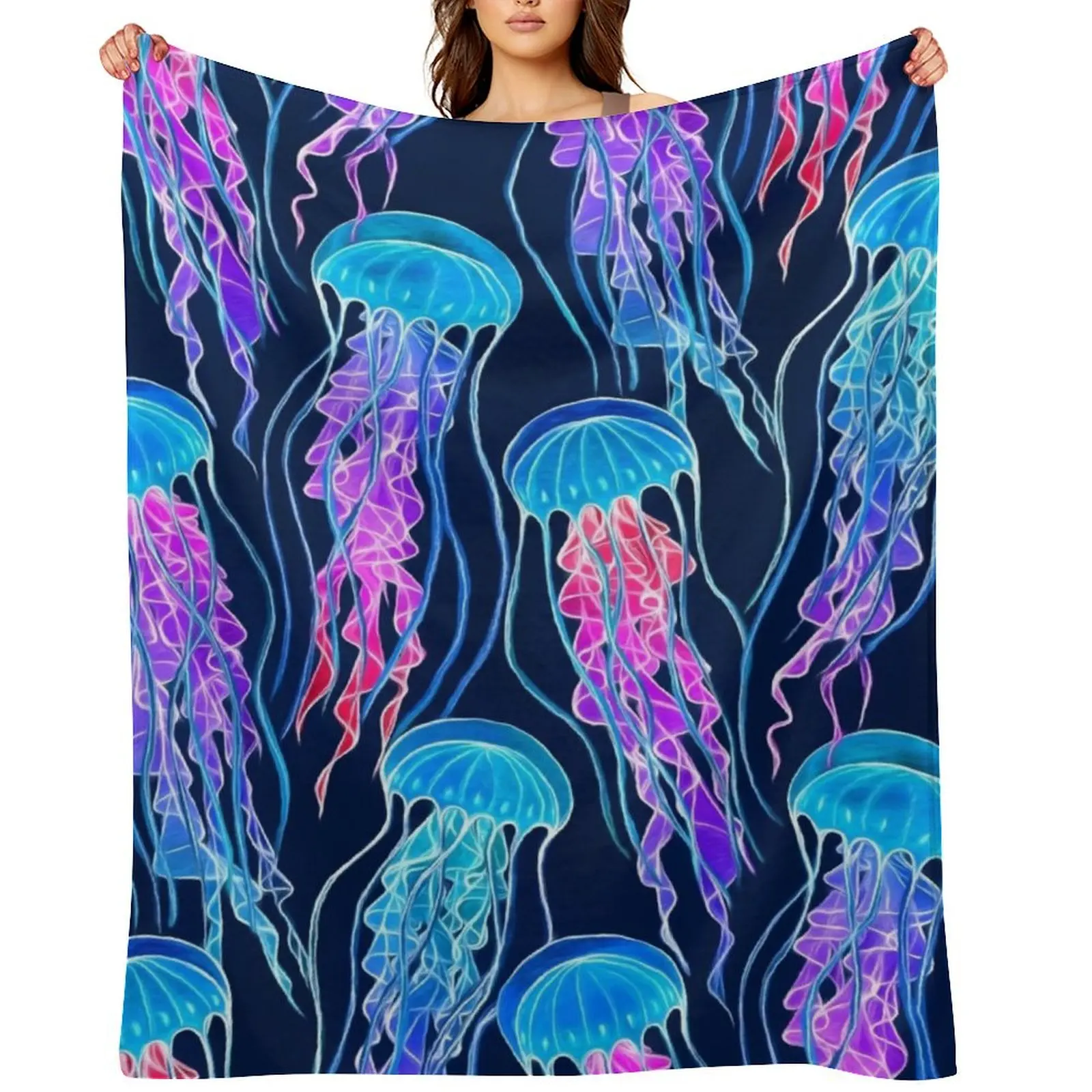Luminescent Rainbow Jellyfish on Navy Blue Throw Blanket Blankets For Bed For Sofa Thin For Baby Sofas Blankets
Luminescent Rainbow Jellyfish on Navy Blue Throw Blanket Blankets For Bed For Sofa Thin For Baby Sofas Blankets