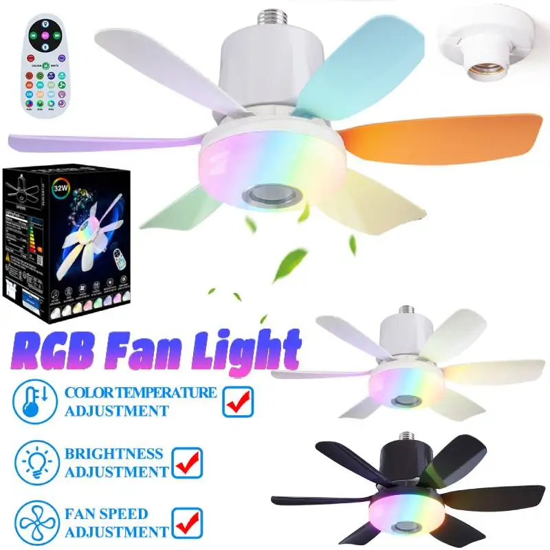 Socket Fan Light with Remote Modern Silent Ceiling Fan Adjustable Wind Speed Cordless Electric Fan Smart RGB LED Dimmable Fan
Socket Fan Light with Remote Modern Silent Ceiling Fan Adjustable Wind Speed Cordless Electric Fan Smart RGB LED Dimmable Fan
