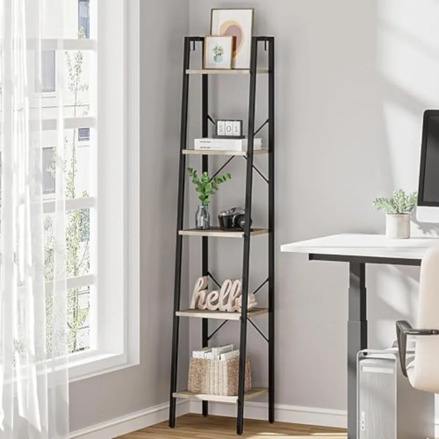Ladder Shelf, Bookshelf Bookcase, Freestanding Corner Storage Shelve with 2 Hooks for Home Office, Living Room, Kitchen, Bedroo
Ladder Shelf, Bookshelf Bookcase, Freestanding Corner Storage Shelve with 2 Hooks for Home Office, Living Room, Kitchen, Bedroo