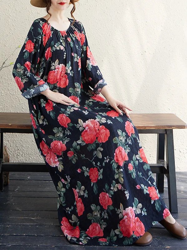 Осеннее новое женское длинное платье больших размеров с круглым вырезом Ne Dstring, плиссированное платье макси, повседневное свободное платье из хлопка с принтом Dr
Осеннее новое женское длинное платье больших размеров с круглым вырезом Ne Dstring, плиссированное платье макси, повседневное свободное платье из хлопка с принтом Dr