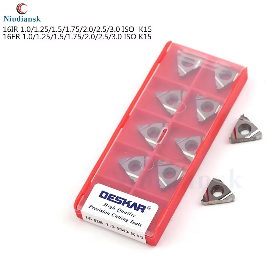 DESKAR 16ER/IR 1.0/2.0/3.0 ISO K15 Numerical Control Lathe Internal And External Thread Inserts Aluminum And Copper Processing
DESKAR 16ER/IR 1.0/2.0/3.0 ISO K15 Numerical Control Lathe Internal And External Thread Inserts Aluminum And Copper Processing