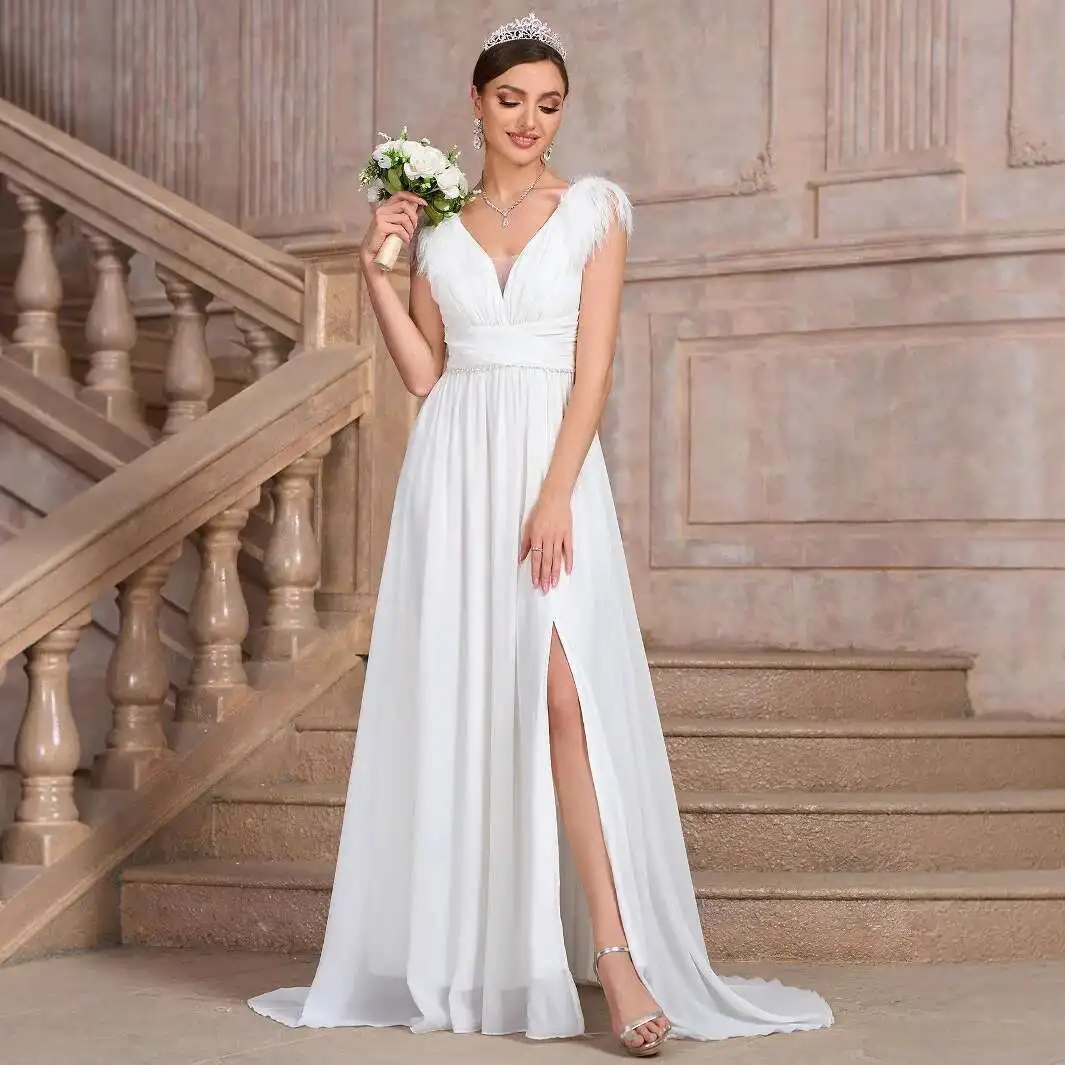 2025 Women's Hot-selling Side Slit Wedding Dress Party Gown Boho Lace 2025 Summer Dress Robe Vestido Women Elegant
2025 Women's Hot-selling Side Slit Wedding Dress Party Gown Boho Lace 2025 Summer Dress Robe Vestido Women Elegant