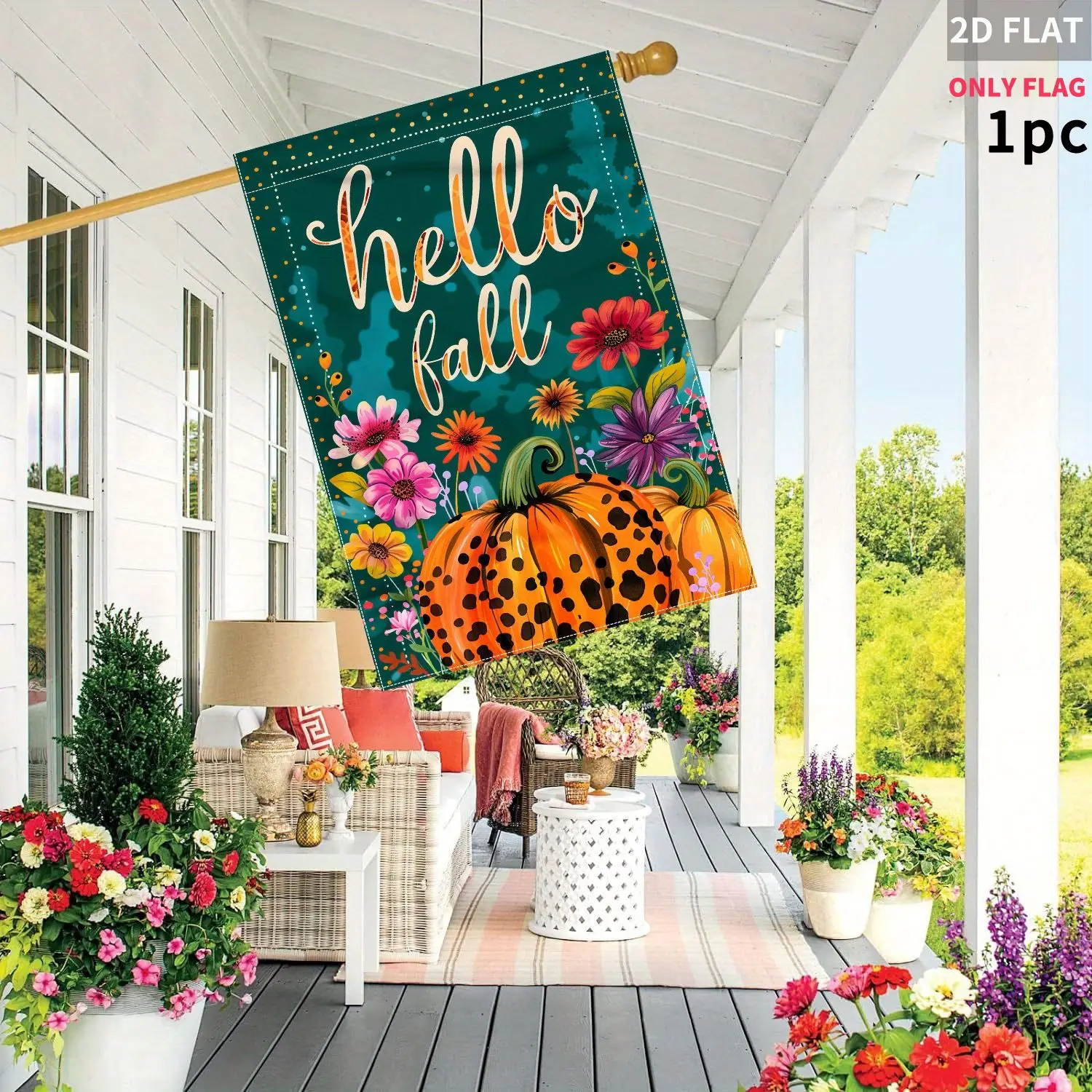 2D FLAT 1pc Double-Sided Garden flag Hello Fall Pumpkin Flowers Pattern 28x40 Inch Polyester(Pole Not Included)
2D FLAT 1pc Double-Sided Garden flag Hello Fall Pumpkin Flowers Pattern 28x40 Inch Polyester(Pole Not Included)