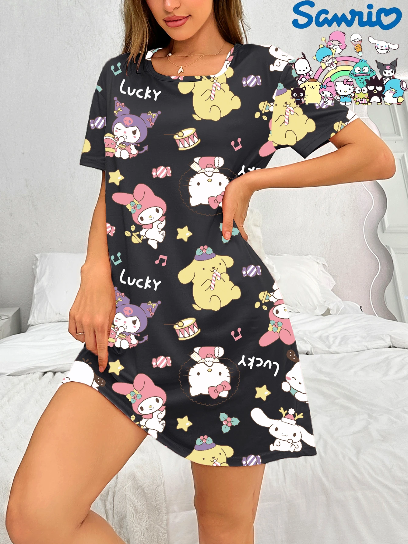 Sanrio series character short-sleeved nightdress round neck cartoon cute pajamas loungewear
Sanrio series character short-sleeved nightdress round neck cartoon cute pajamas loungewear