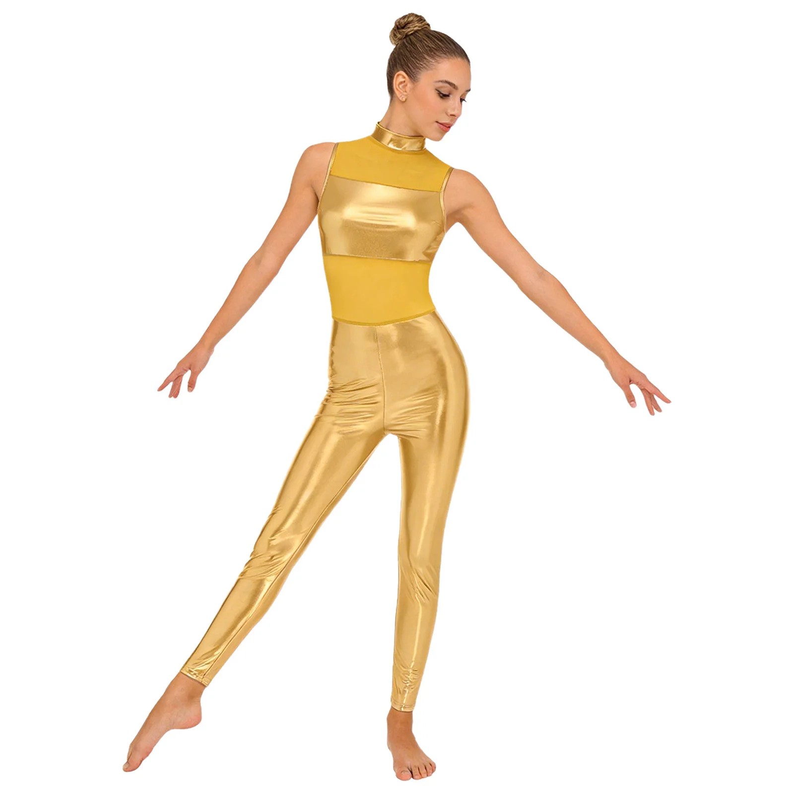 Women Metallic Shiny Sheer Mesh Jumpsuit Pole Dancing Ballet Gymnastics Leotard Dancewear Nightclub Rave Party Bar Clubwear
Women Metallic Shiny Sheer Mesh Jumpsuit Pole Dancing Ballet Gymnastics Leotard Dancewear Nightclub Rave Party Bar Clubwear
