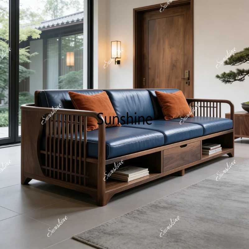 New Chinese-style solid wood living room straight row sofa home bed and breakfast villa high-end furniture customization
New Chinese-style solid wood living room straight row sofa home bed and breakfast villa high-end furniture customization