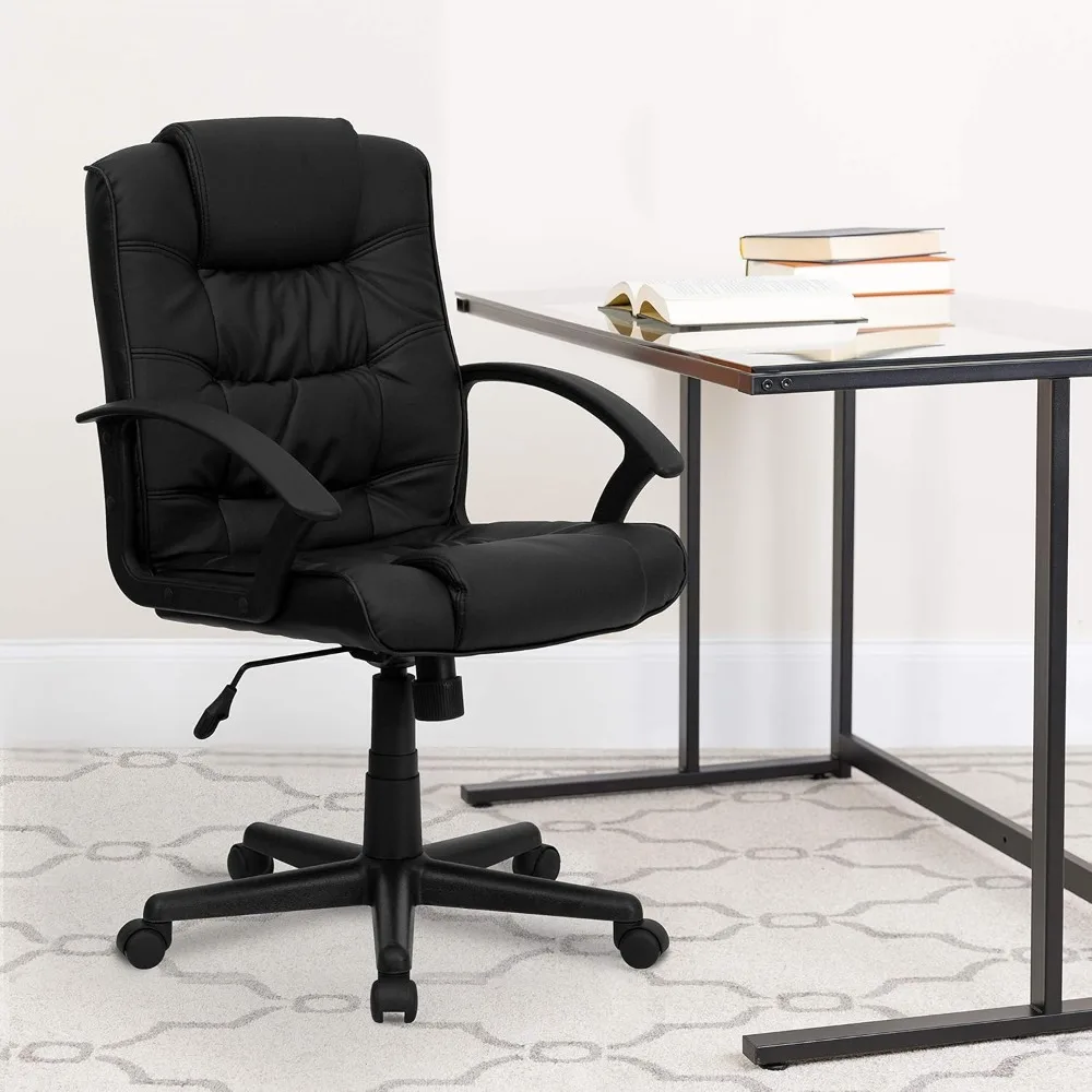Computer Armchair Mid-Back Black LeatherSoft Swivel Task Office Chair With Arms Gaming Ergonomic Comfortable Furniture
Computer Armchair Mid-Back Black LeatherSoft Swivel Task Office Chair With Arms Gaming Ergonomic Comfortable Furniture