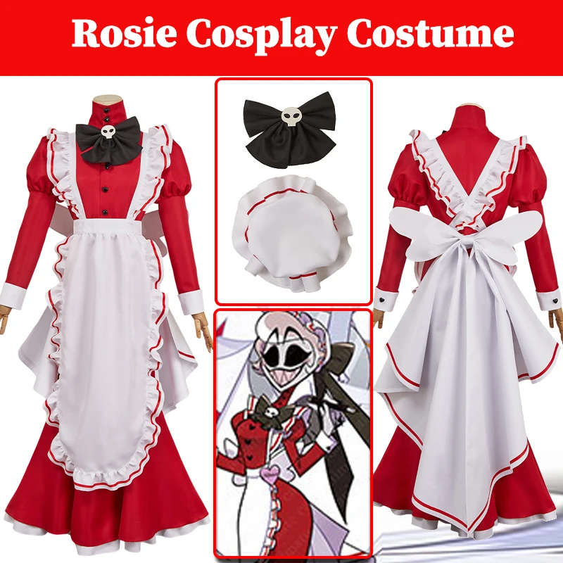 Hazzbin TV Hell Inn Rosie Maid Dress Cosplay Women Disguise Fantasia Costume Female Roleplay Skirts Bowtie Set Halloween Suits
Hazzbin TV Hell Inn Rosie Maid Dress Cosplay Women Disguise Fantasia Costume Female Roleplay Skirts Bowtie Set Halloween Suits