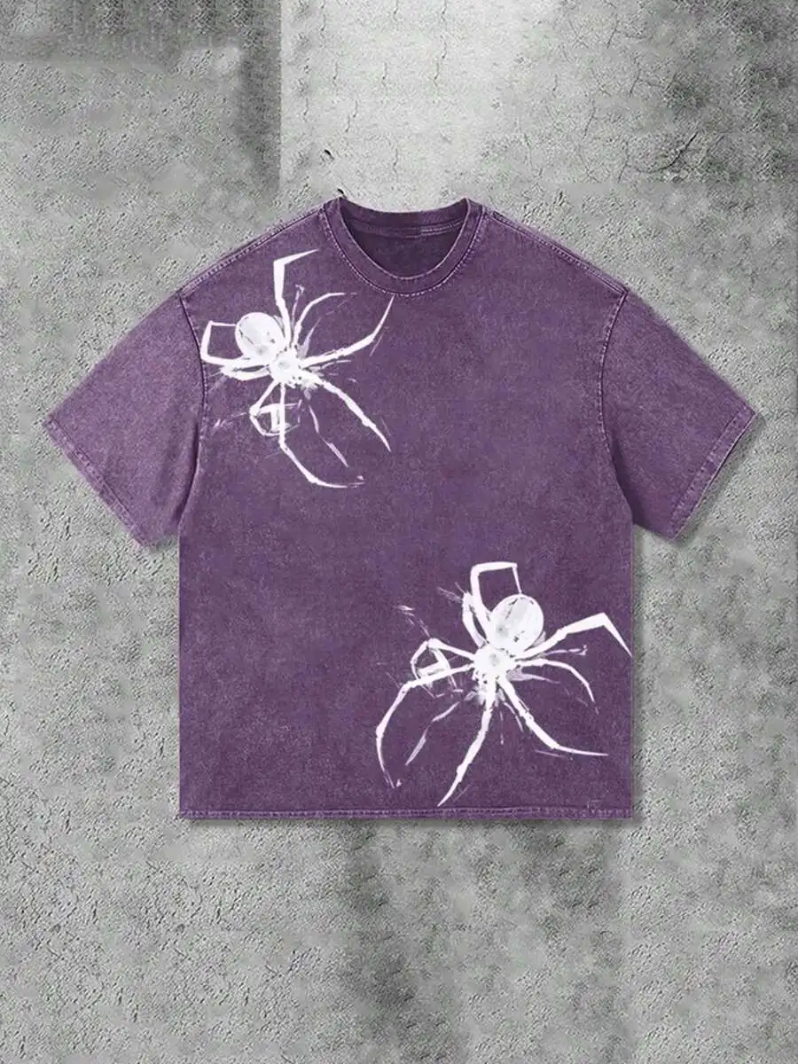 Purple Spider Print Washed Cotton T-Shirt For Men And Women Casual Streetwear Loose Fit Summer Tee
Purple Spider Print Washed Cotton T-Shirt For Men And Women Casual Streetwear Loose Fit Summer Tee