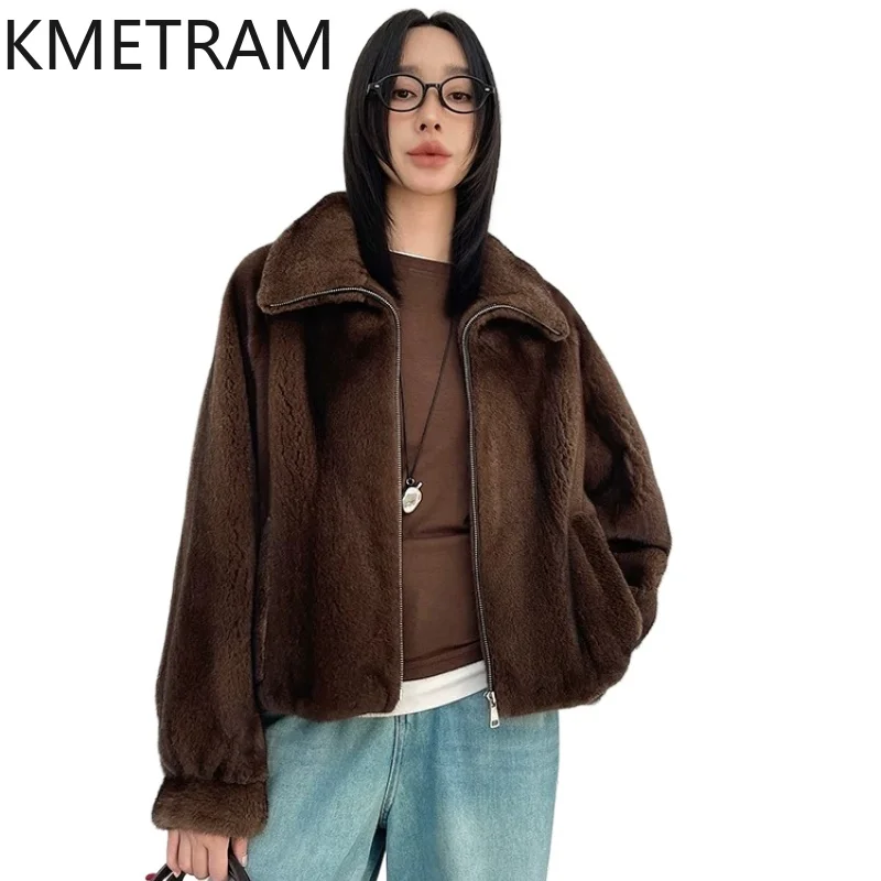 KMETRAM Natural Velvet Mink Fur Coat Woman Retro Coffee Fur Jacket Fashion Lapel Short Fur Coats Winter Women Clothes 2026 шуба
KMETRAM Natural Velvet Mink Fur Coat Woman Retro Coffee Fur Jacket Fashion Lapel Short Fur Coats Winter Women Clothes 2026 шуба