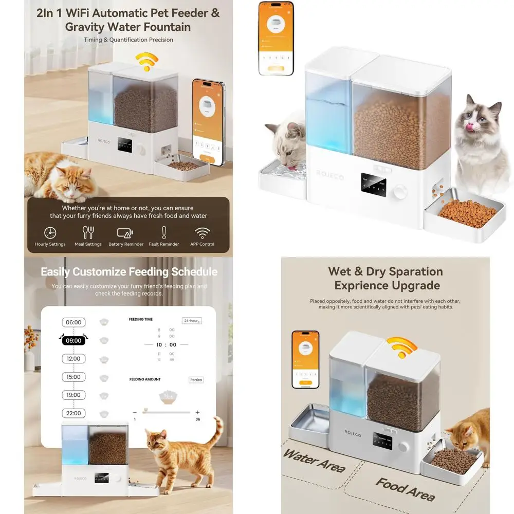 Автоматическая Wi-Fi кормушка для животных и гравитационный диспенсер для воды, емкость для корма 8,5 л и для воды 3,5 л, миски из нержавеющей стали
Автоматическая Wi-Fi кормушка для животных и гравитационный диспенсер для воды, емкость для корма 8,5 л и для воды 3,5 л, миски из нержавеющей стали