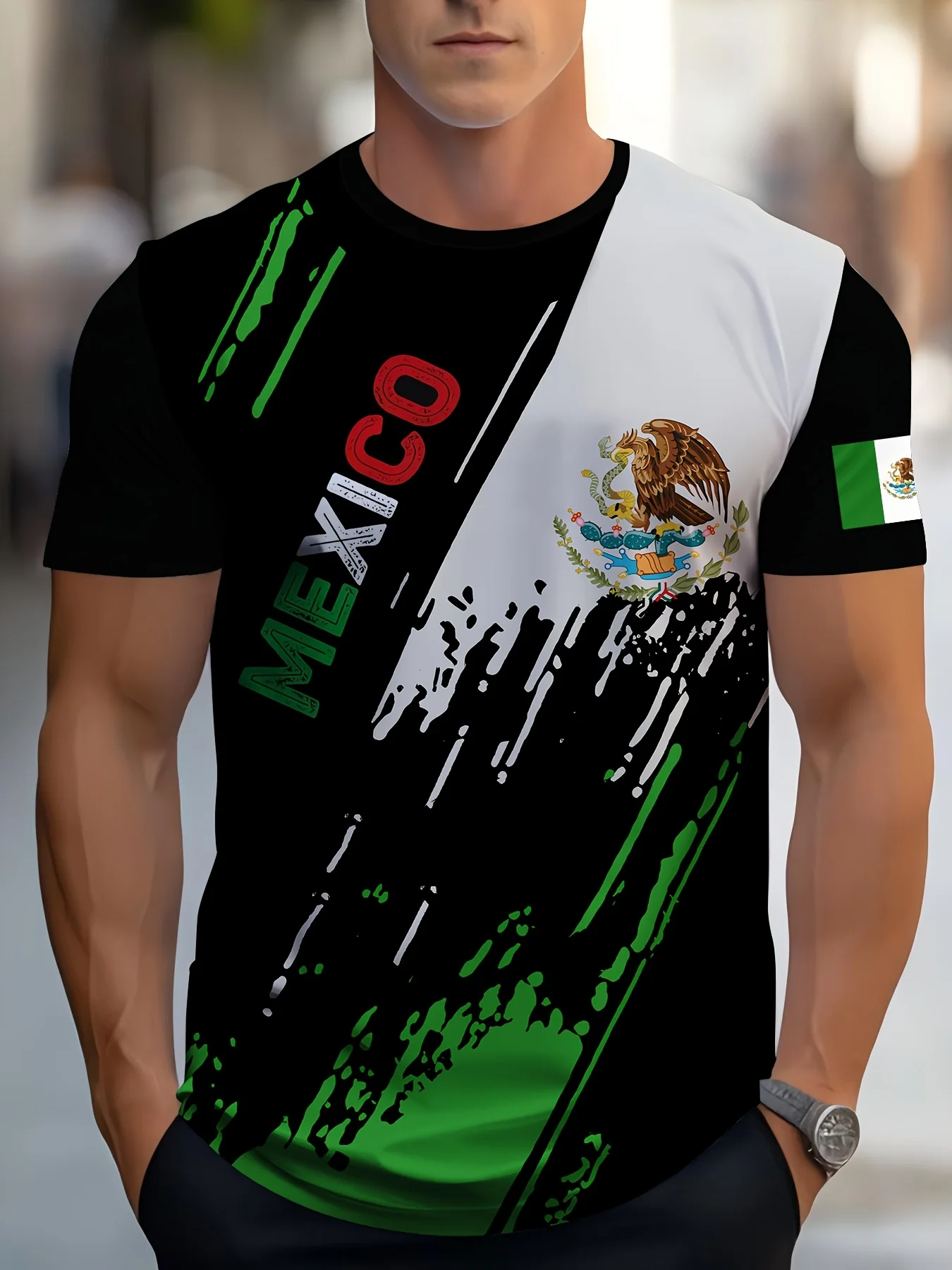 Men's Mexican Style T-Shirt, Black/White/Green Color Block, "MEXICO" Print, Exotic Vibe, Casual Daily Wear Hot Sale
Men's Mexican Style T-Shirt, Black/White/Green Color Block, "MEXICO" Print, Exotic Vibe, Casual Daily Wear Hot Sale