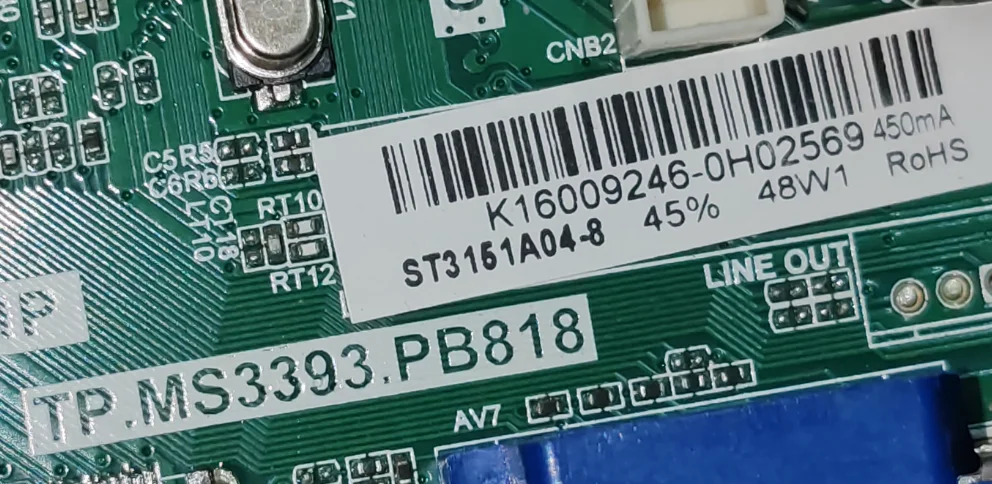 TP.MS3393.PB818 Three in one TV motherboard for ST3151A04-8 450MA LK315T3HC1K 360ma
TP.MS3393.PB818 Three in one TV motherboard for ST3151A04-8 450MA LK315T3HC1K 360ma
