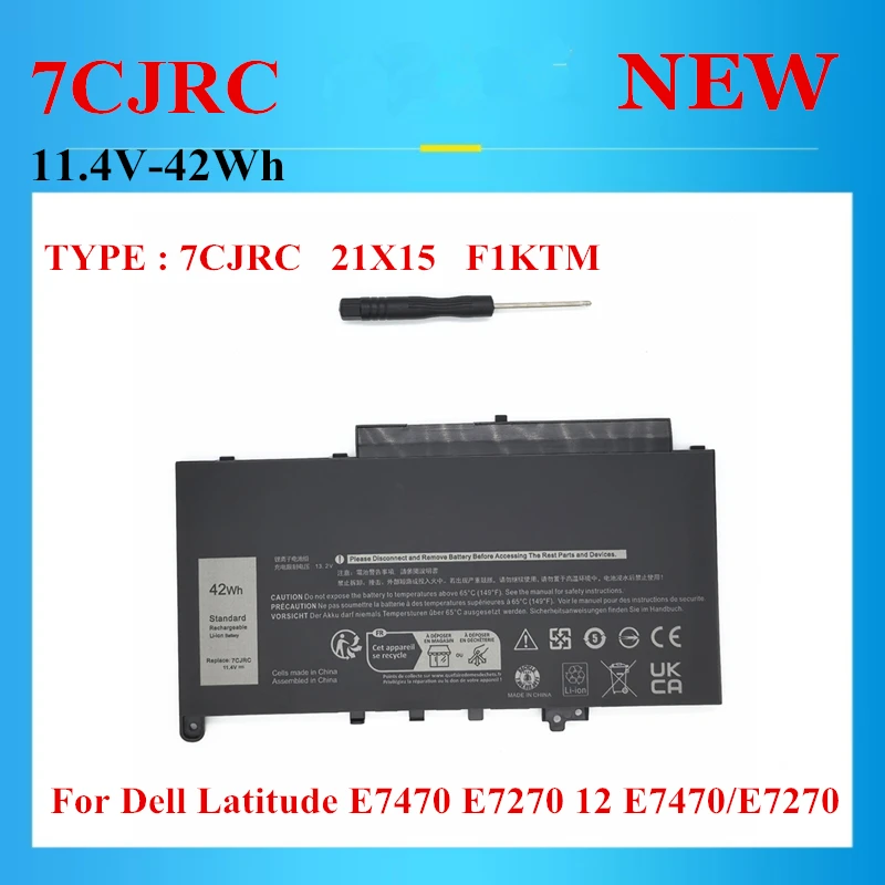Новый высококачественный аккумулятор для ноутбука 7CJRC 21X15 F1KTM для Dell Latitude E7470 E7270 12 E7470/E7270 серии 11,4 В-42 Втч
Новый высококачественный аккумулятор для ноутбука 7CJRC 21X15 F1KTM для Dell Latitude E7470 E7270 12 E7470/E7270 серии 11,4 В-42 Втч