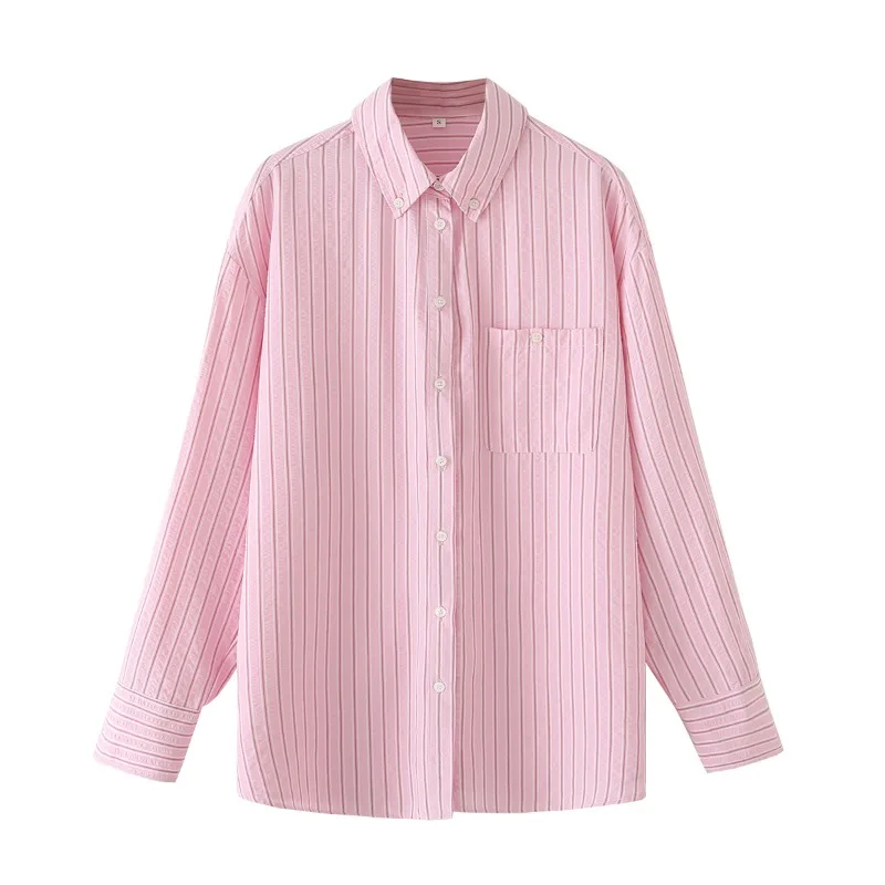 Women Pink Striped Shirt Long Sleeve Loose Fit Office Work Casual Daily Wear Spring Summer Comfortable Blouse
Women Pink Striped Shirt Long Sleeve Loose Fit Office Work Casual Daily Wear Spring Summer Comfortable Blouse